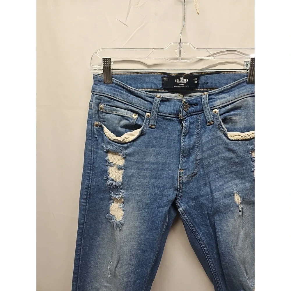 Hollister Mens Blue Skinny Fit Stretch Factory Denim Jeans Low Rise Size 29 X 30 - Picture 6 of 16